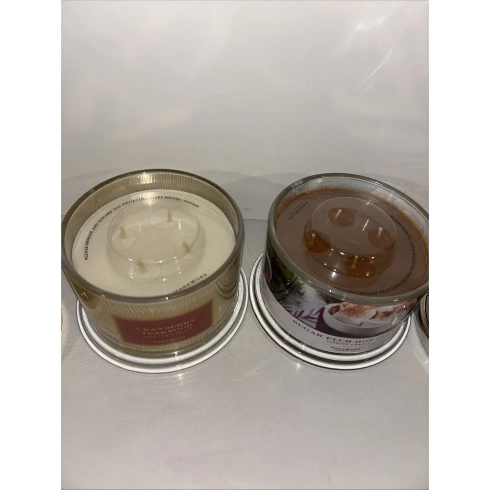 Homeworx Candle SUGAR PLUM HOT COCOA CRAN TEAK by Harry Slatkin 18 oz 4 Wick